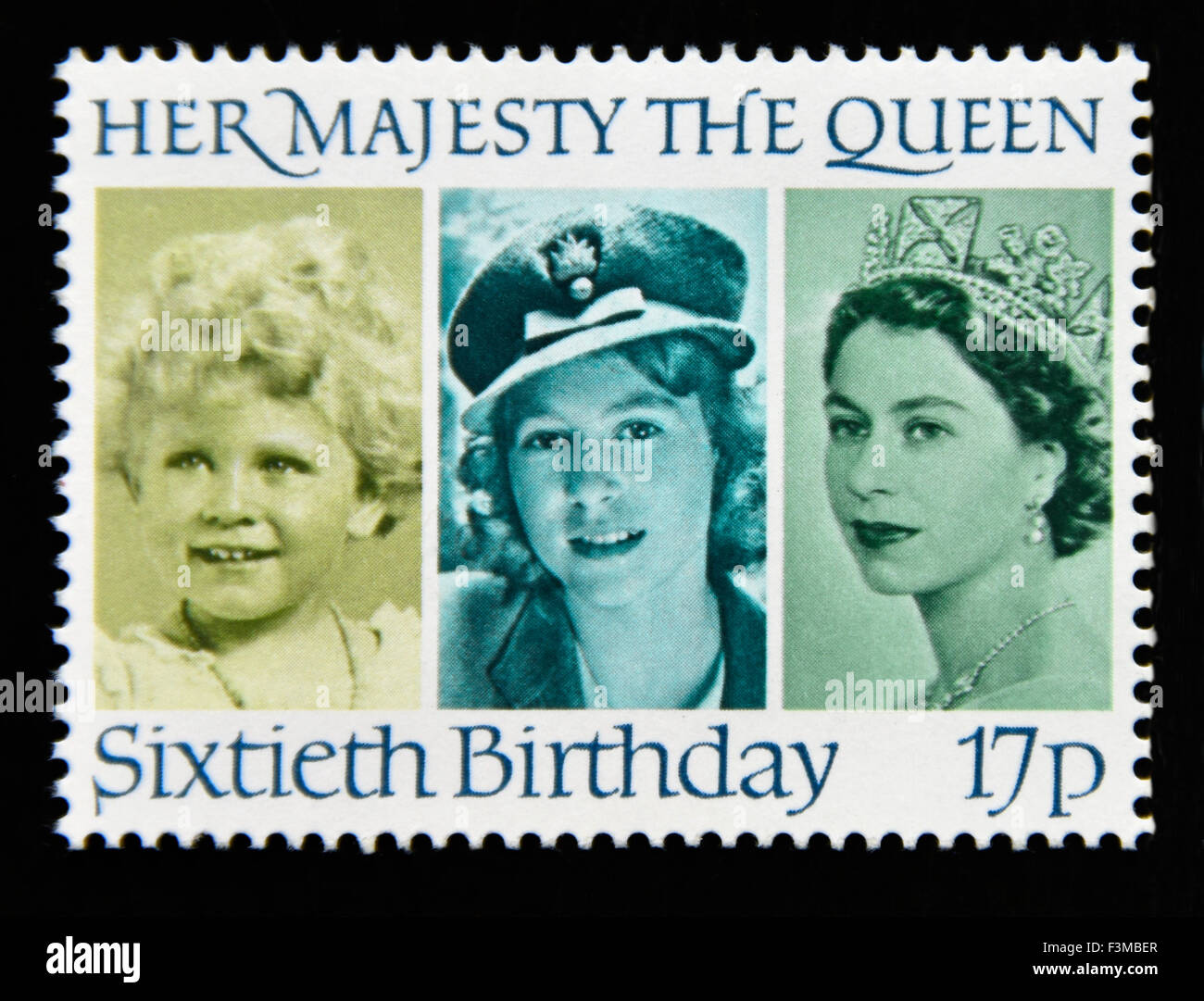 Timbre-poste. La Grande-Bretagne. La reine Elizabeth II. 1986. 60e. Anniversaire de la reine Elizabeth II. 17p. Banque D'Images