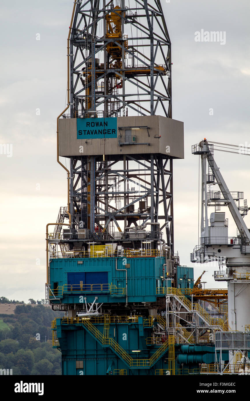 Le Rowan Stavanger jack-up rig huile accosté au quai du Prince Charles à Dundee, Royaume-Uni Banque D'Images