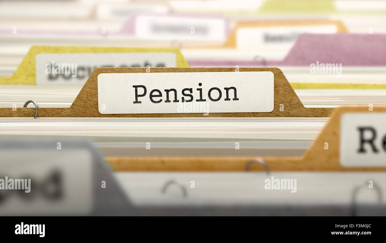 Concept de pension sur le fichier Label. Banque D'Images