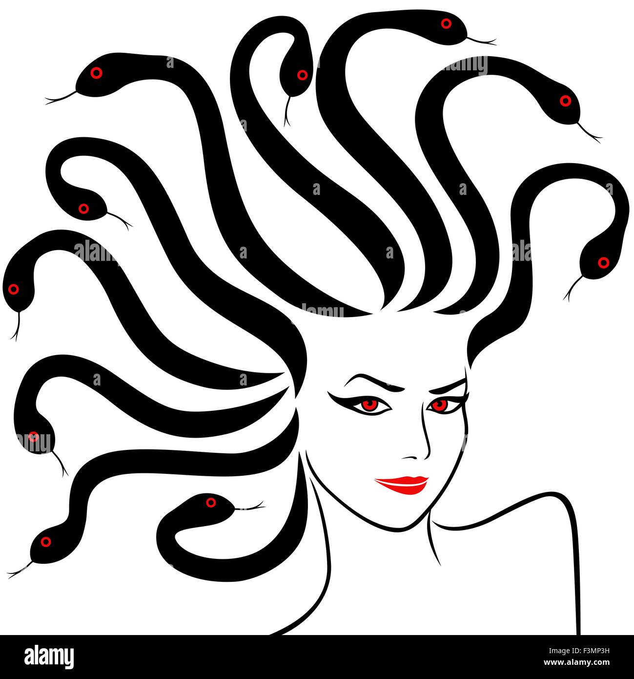 Femme chef comme une Gorgone Méduse, vector illustration Illustration de Vecteur