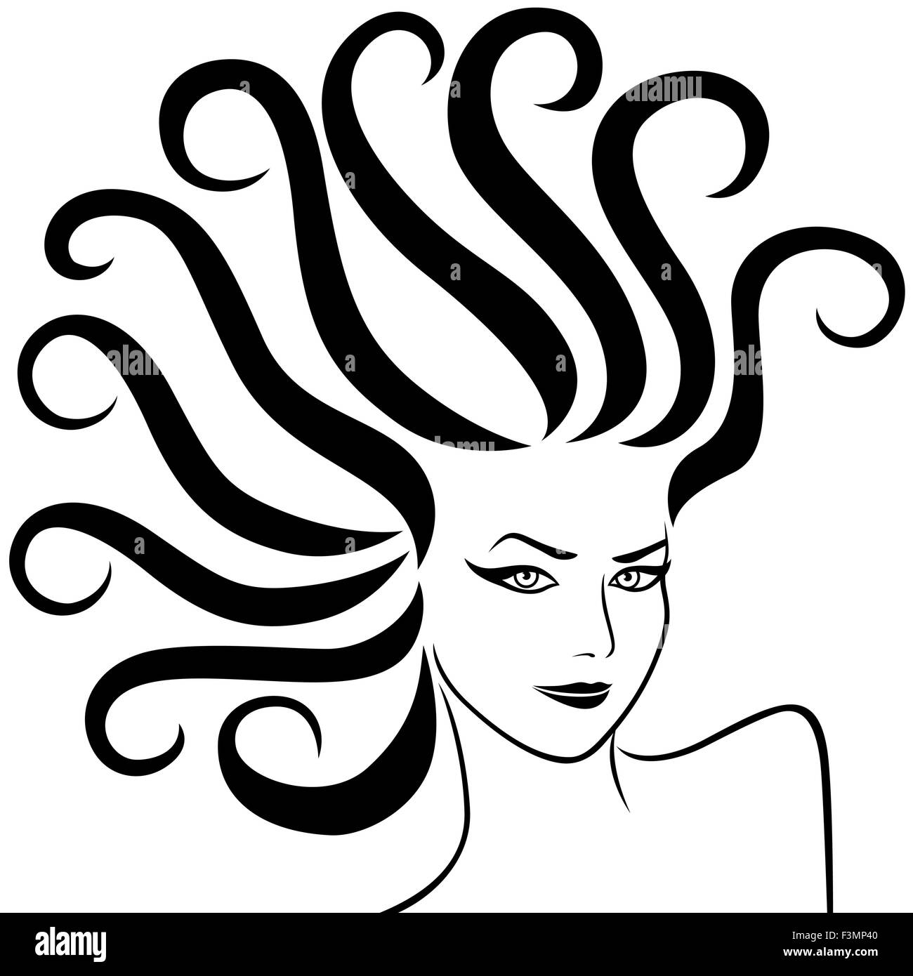 Tête de femme abstraite avec fantaisie des tresses, vector illustration Illustration de Vecteur