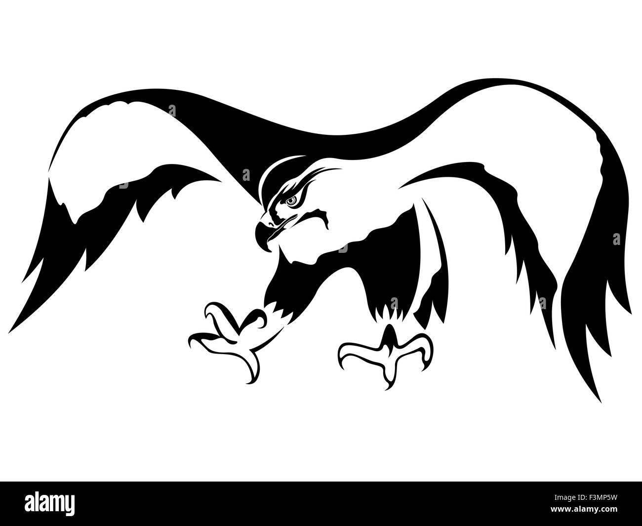 Hawk avec de larges ailes déployées au cours de l'attaque, cartoon vector illustration Illustration de Vecteur
