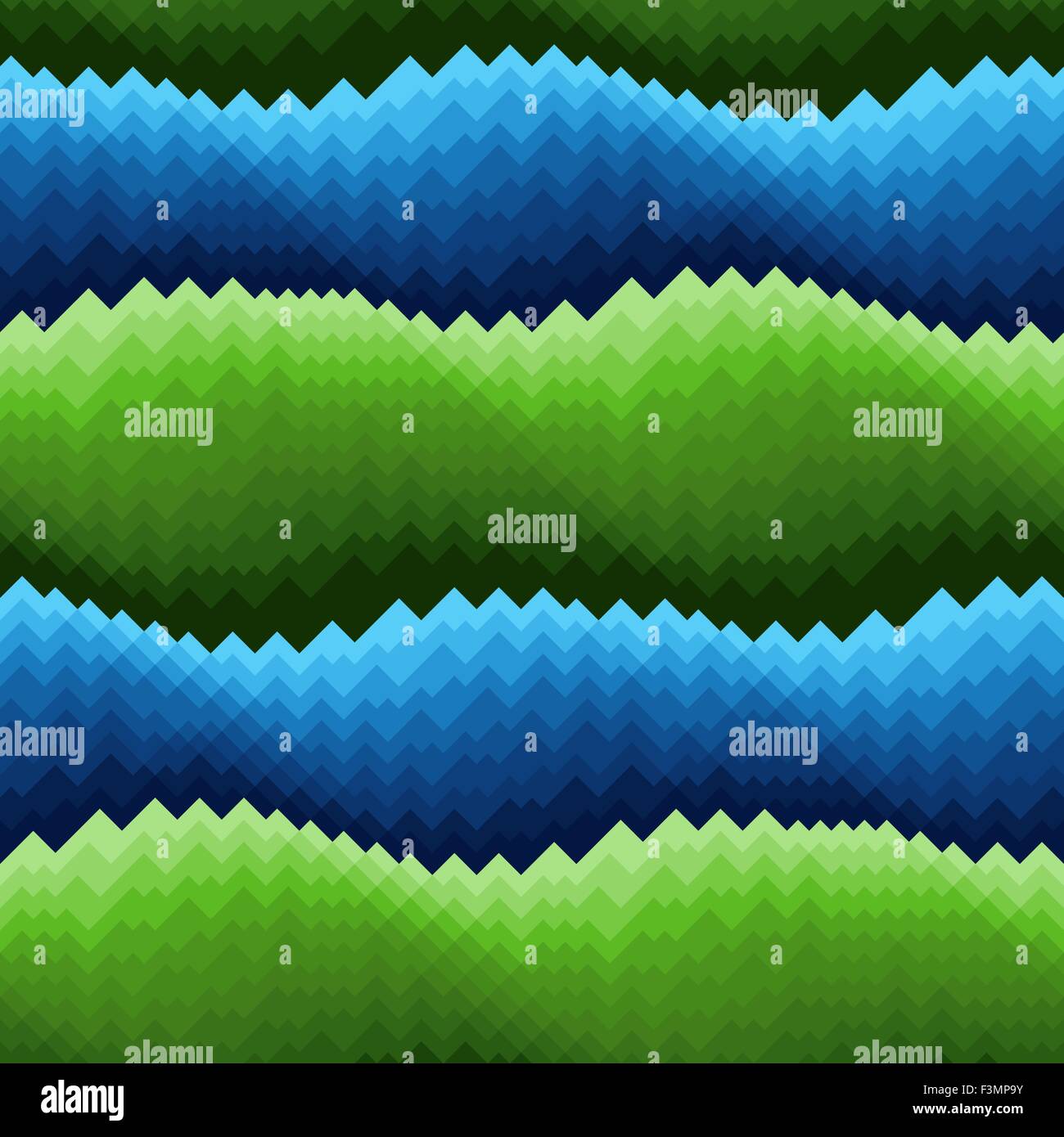 Bandes horizontales ondulées abstraites dans des tons bleu et vert, modèle vectoriel continu Illustration de Vecteur