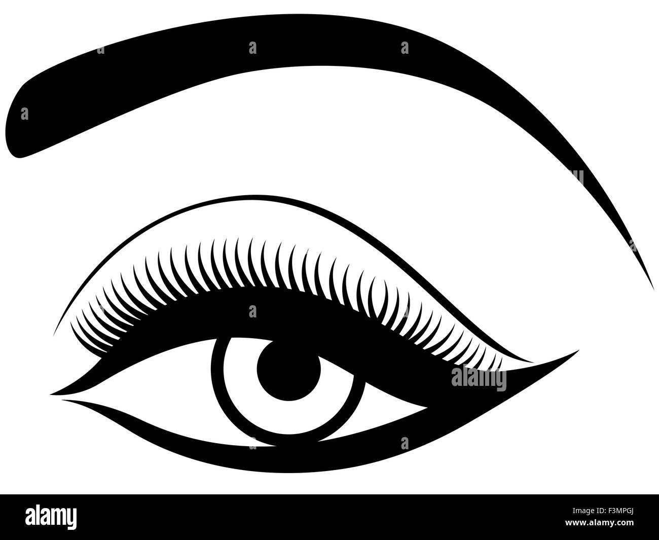Avec l'oeil paupière moelleux, noir et blanc dessin à la main vector illustration Illustration de Vecteur