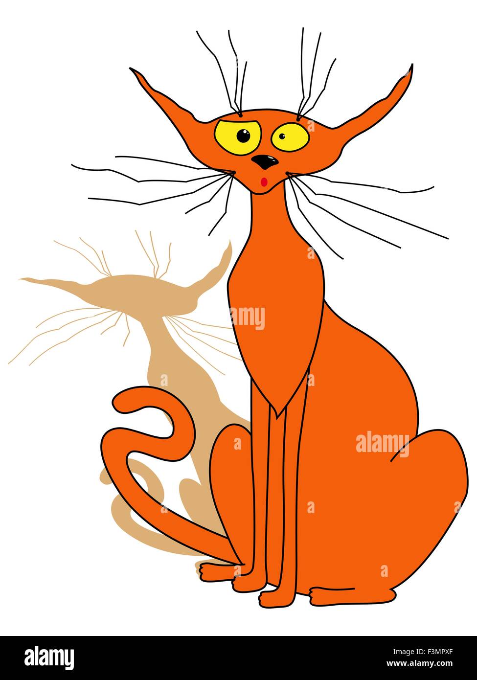 Caricature de chat orange assis, l'esquisse vector illustration Illustration de Vecteur