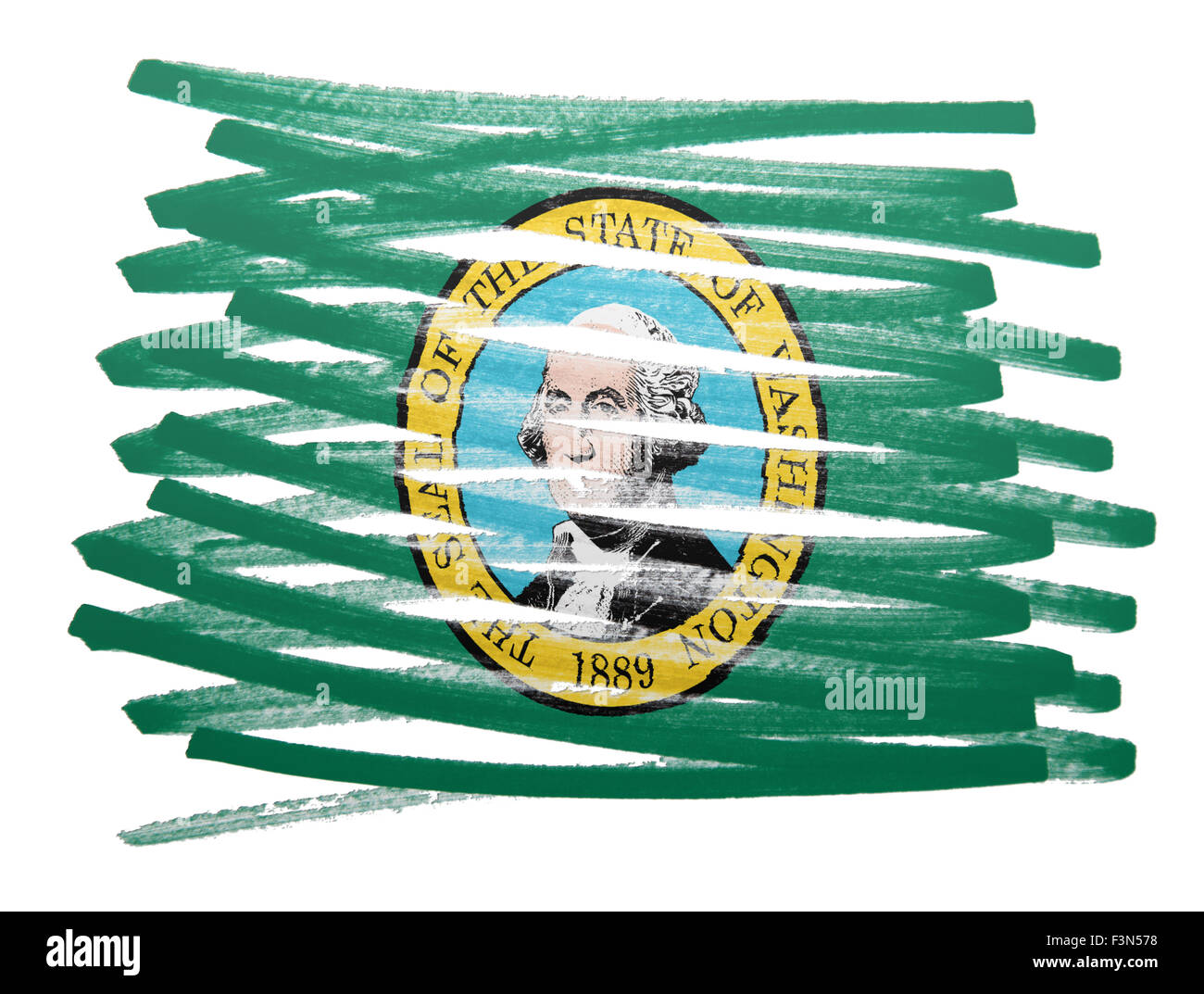 Flag illustration réalisée avec stylo - Washington Banque D'Images