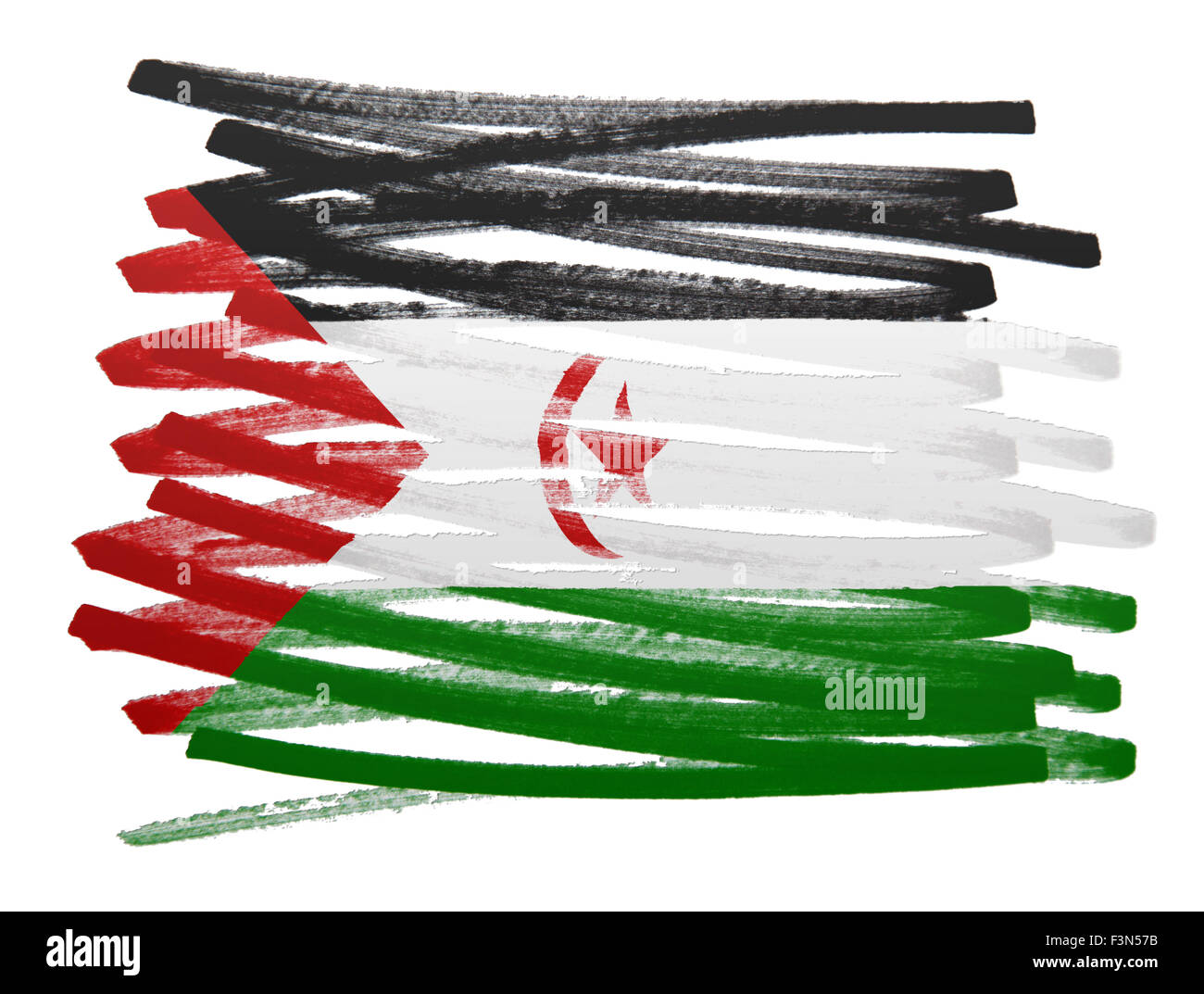 Flag illustration réalisée avec stylo - Sahara Occidental Banque D'Images