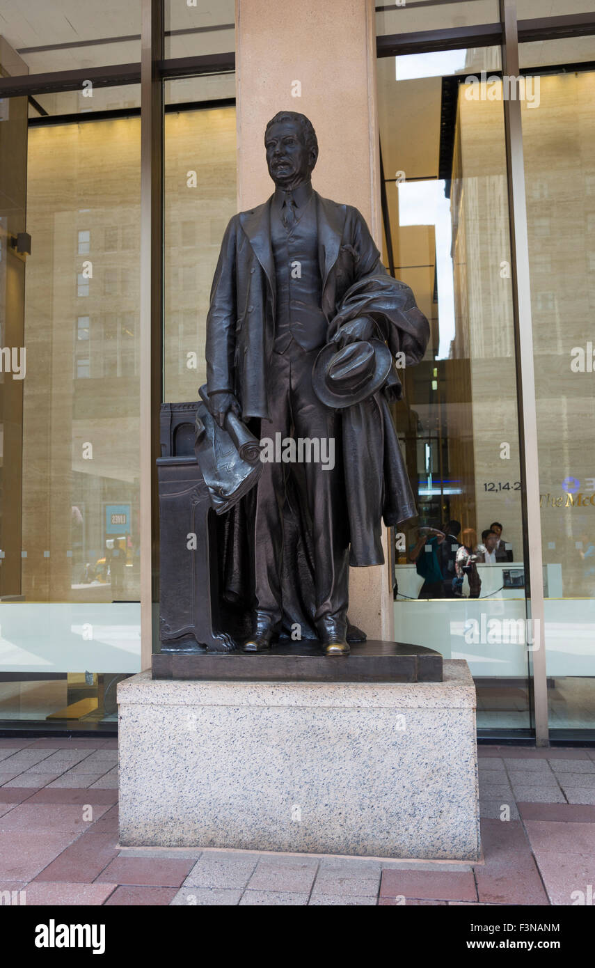 Samuel Rea statue en face de Madison Square Garden, New York. Banque D'Images