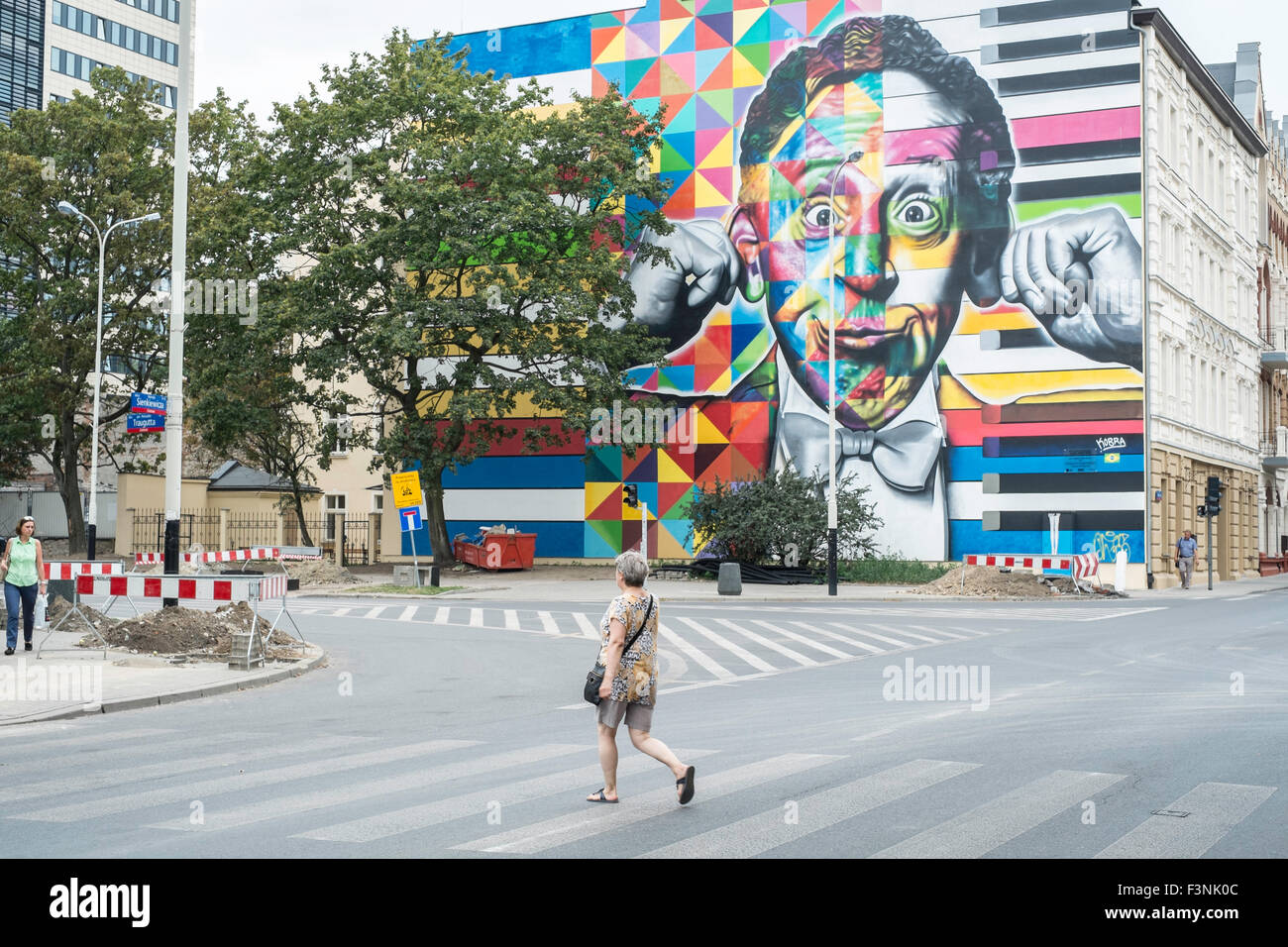 Wall art art urbain graffiti Lodz Pologne Banque D'Images