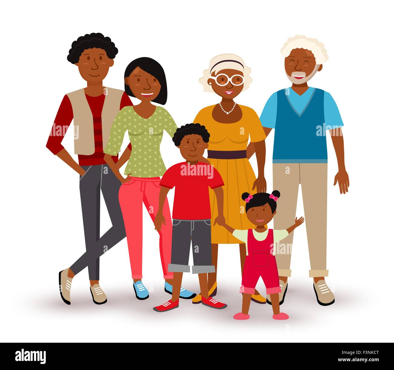 Les gens collection : groupe avec papa, maman, les enfants et les grands-parents dans un style plat illustration. Illustration de Vecteur