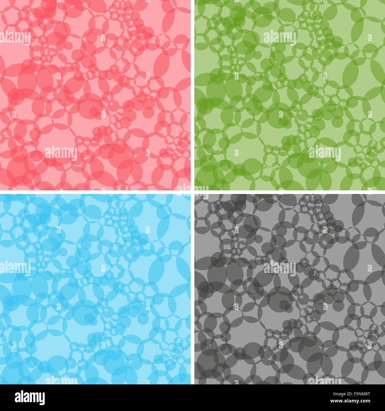 Résumé quatre couleurs différentes de motifs vectoriels transparente de bulles sphériques translucide Illustration de Vecteur