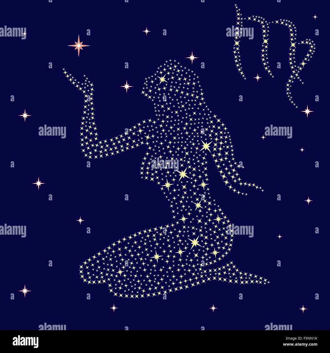 Carte Du Ciel Astrologique Vierge A Imprimer Signe astrologique Vierge sur un fond de ciel étoilé, vector illustration  Image Vectorielle Stock - Alamy