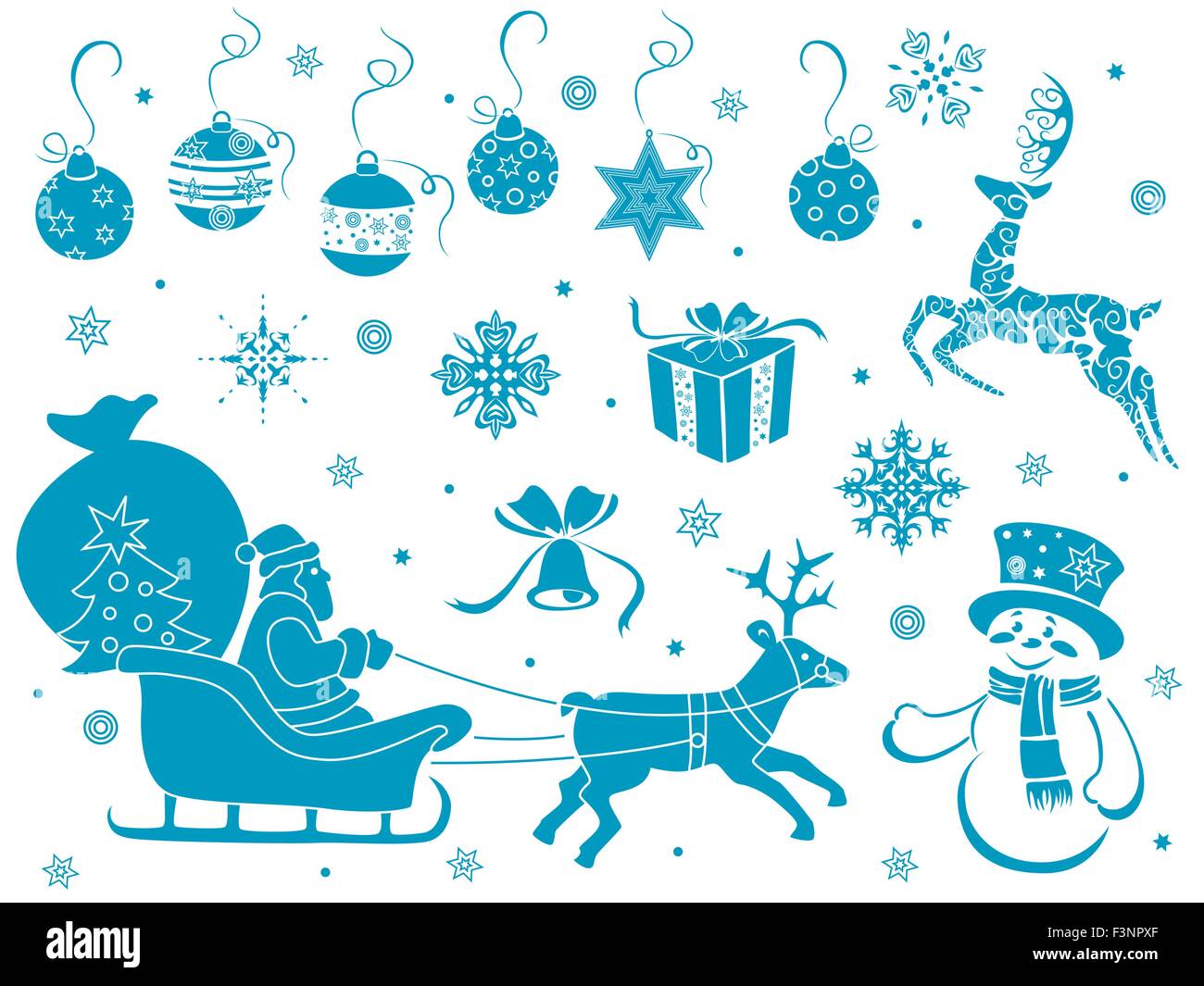 Ensemble de pochoirs design avec motifs de Noël, dessin à la main vector illustration Illustration de Vecteur