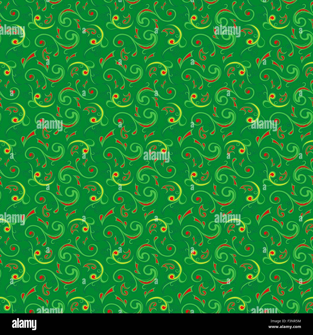 Motif florale principalement dans des tons vert, dessin à la main vector illustration Illustration de Vecteur