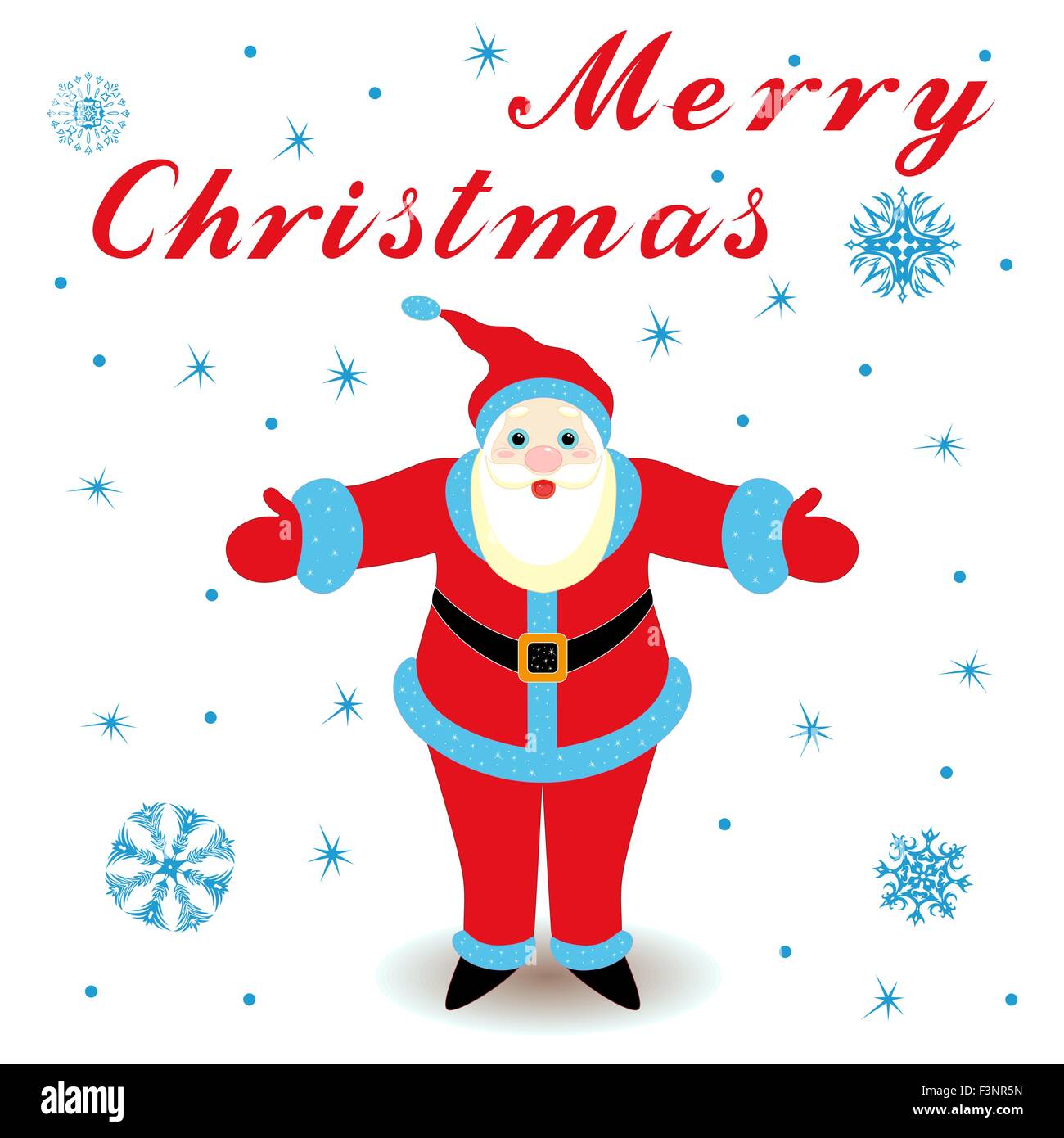 Joyeux Noël avec happy Santa Claus, dessin à la main cartoon vector Greeting card Illustration de Vecteur