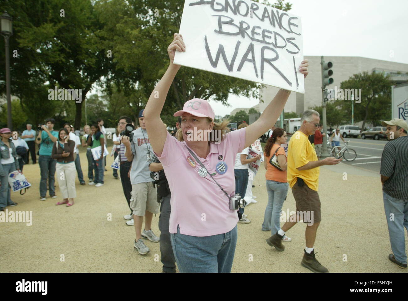 La guerre contre les manifestants se réunissent à Washington D.C. pour protester contre George Bush et la guerre en Irak Banque D'Images