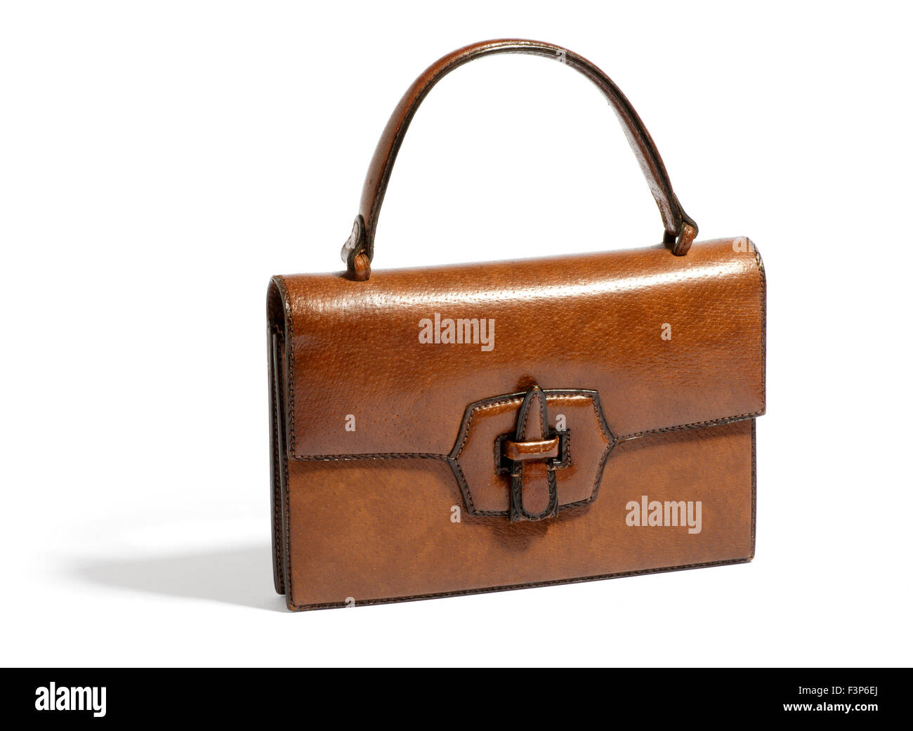 Old vintage brown sac à main en cuir pour femmes Banque D'Images