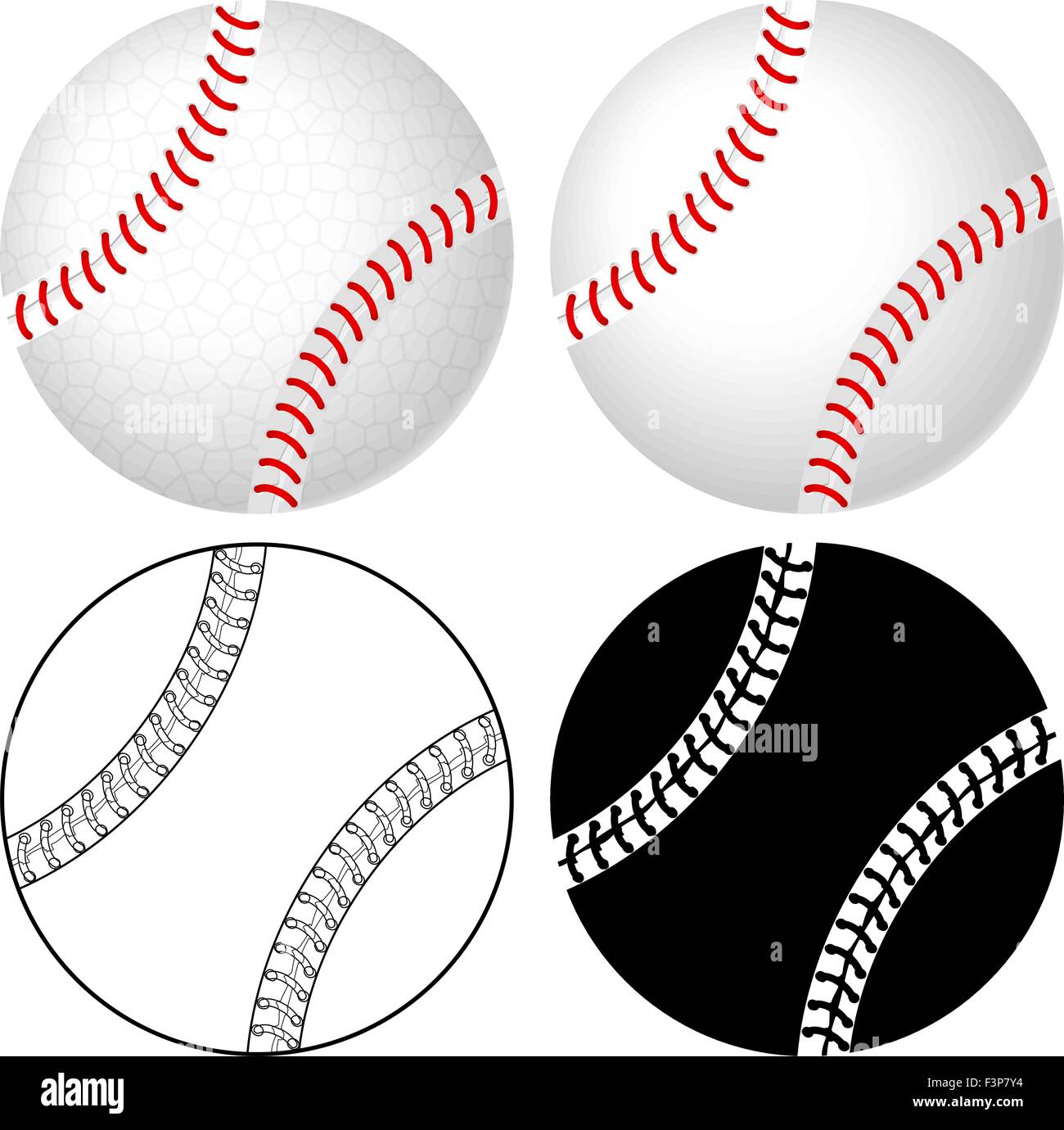 Jeu de balle de baseball isolé sur un fond blanc. Vector illustration. Illustration de Vecteur