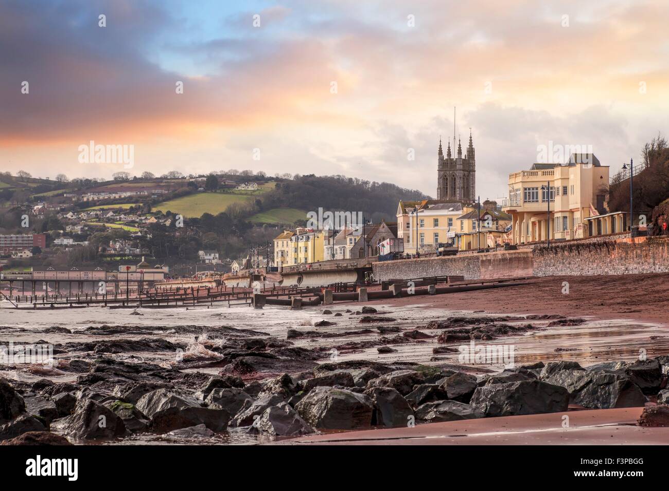 La plage de Teignmouth, Devon, Angleterre. Banque D'Images