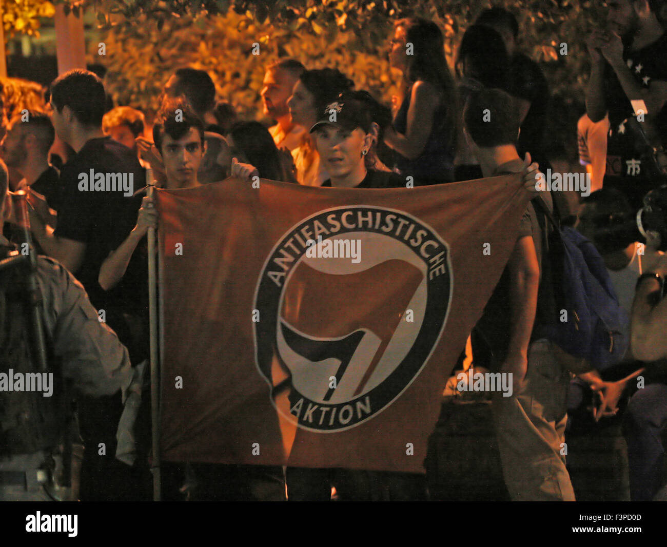 Pro Démonstration palestiniens à Haïfa, Israël a eu lieu le 10 octobre 2015 pour protester contre les forces de sécurité israéliennes à la réponse au terrorisme et au couteau à Jérusalem et la Cisjordanie. Banque D'Images
