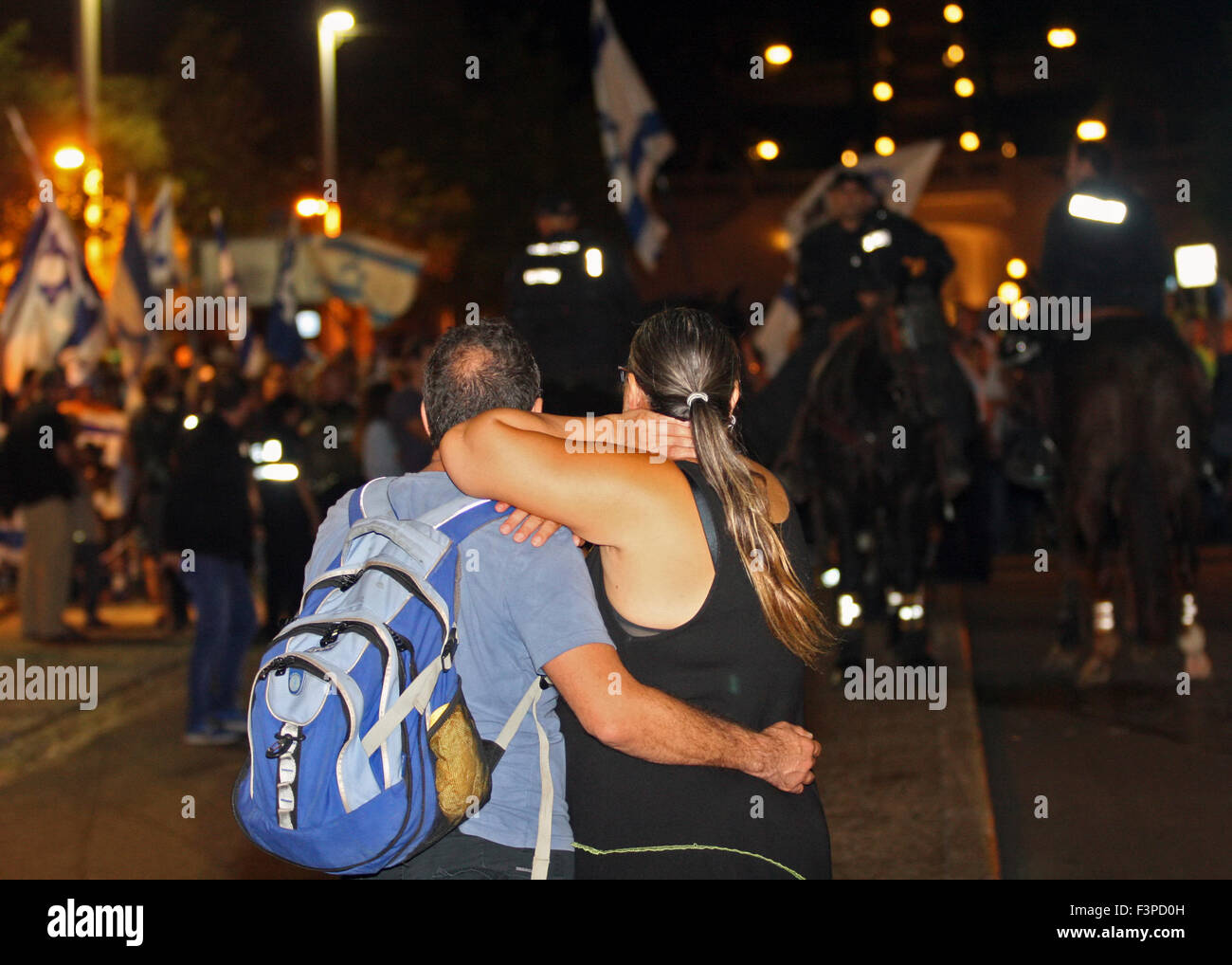 Pro Démonstration palestiniens à Haïfa, Israël a eu lieu le 10 octobre 2015 pour protester contre les forces de sécurité israéliennes à la réponse au terrorisme et au couteau à Jérusalem, Israël et la Cisjordanie. Banque D'Images