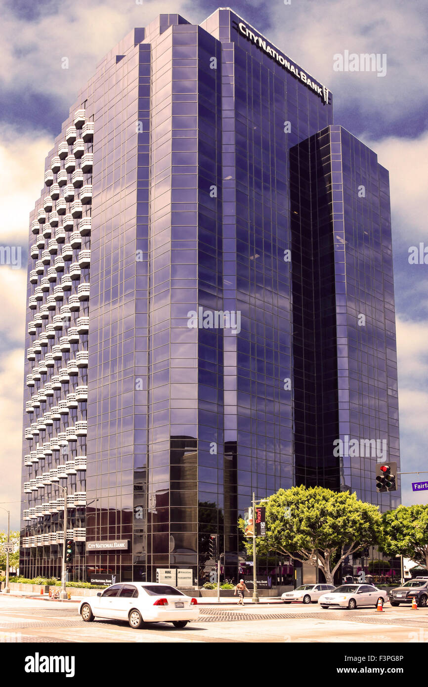 City National Bank gratte-ciel sur Wiltshire Blvd dans le centre-ville de Los Angeles Banque D'Images