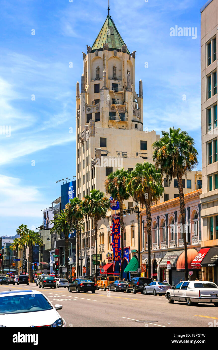 Le Hollywood First National Bank Building à l'angle de Hollywood et Highland dans Los Angeles CA Banque D'Images