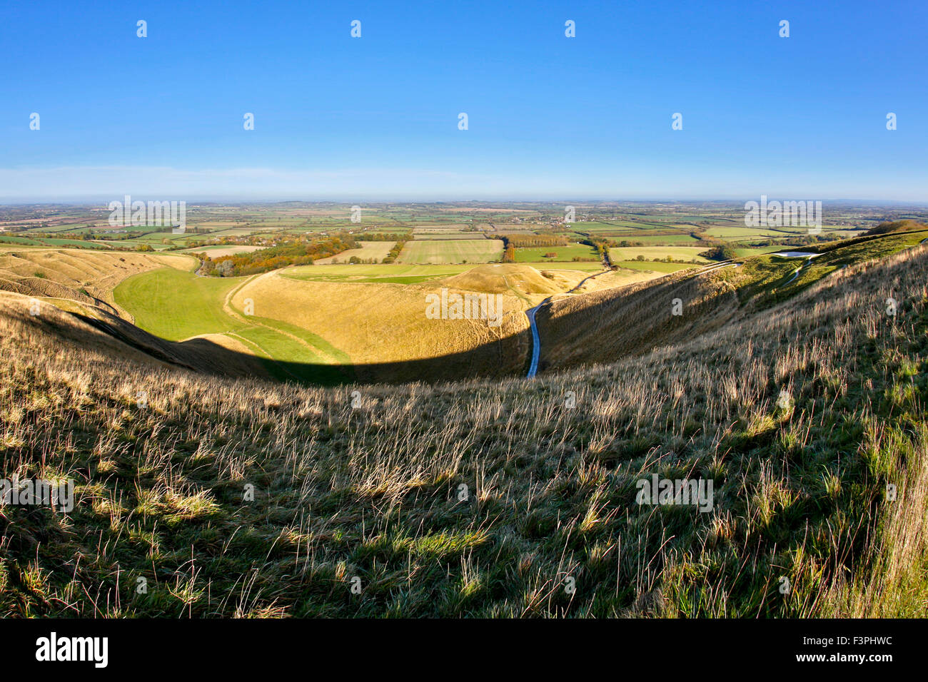 Uffington White Horse ; Âge de Bronze Downland craie ; Oxfordhire ; UK Banque D'Images