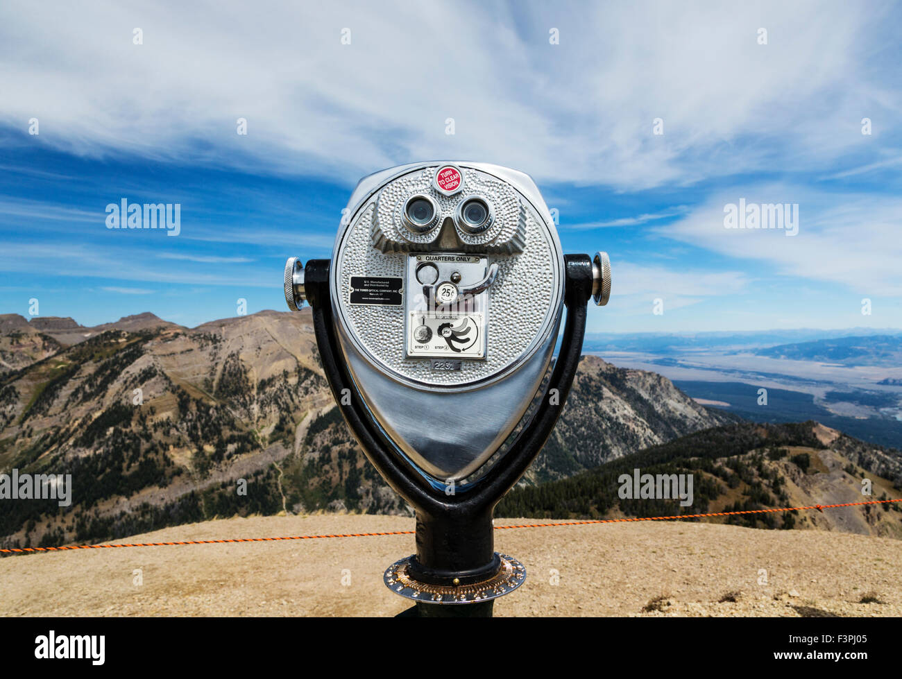 Vision optique télescope sur le haut de Jackson Hole Mountain Resort, Wyoming, USA Banque D'Images