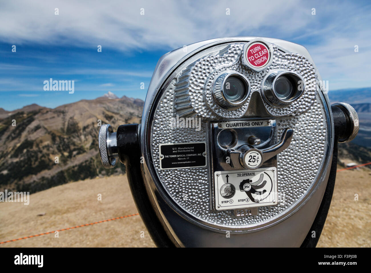 Vision optique télescope sur le haut de Jackson Hole Mountain Resort, Wyoming, USA Banque D'Images