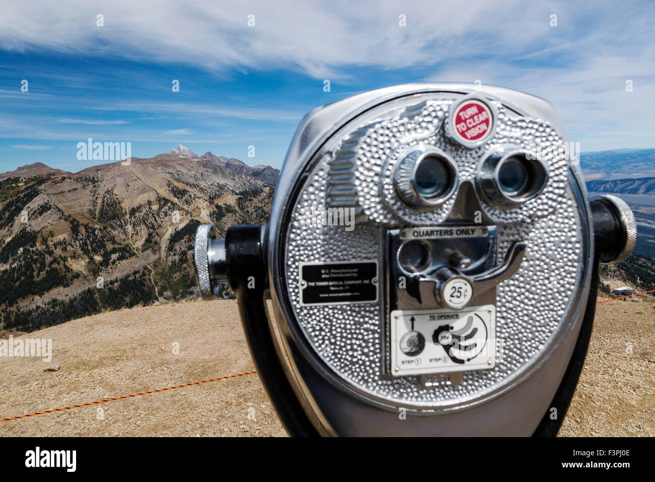 Vision optique télescope sur le haut de Jackson Hole Mountain Resort, Wyoming, USA Banque D'Images