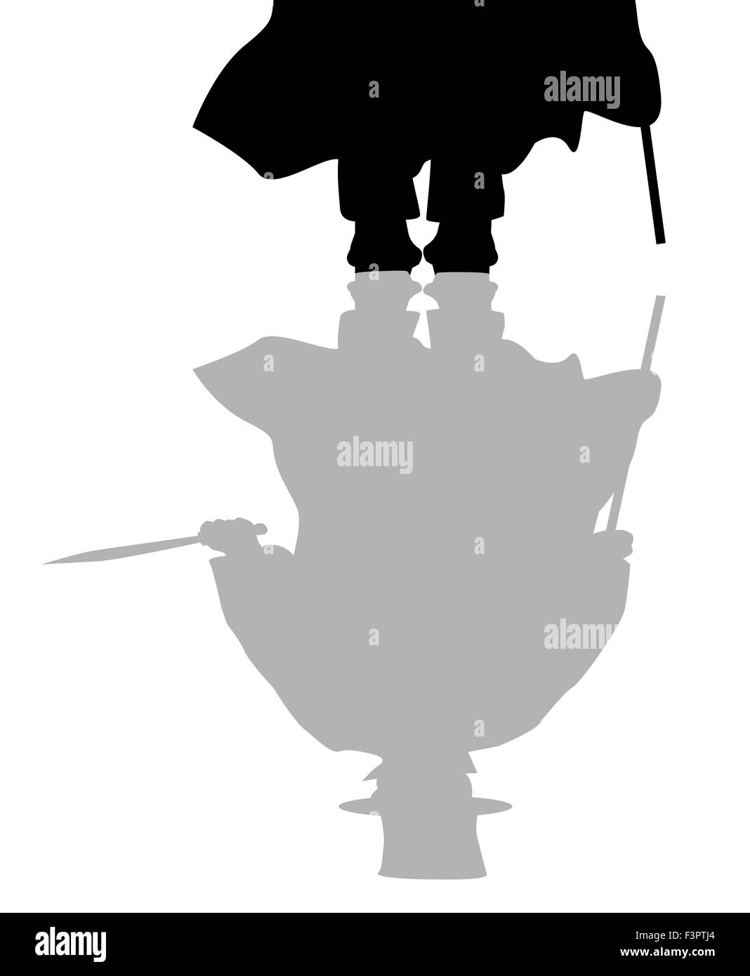 La réflexion de Jack l'Eventreur sur fond blanc Banque D'Images