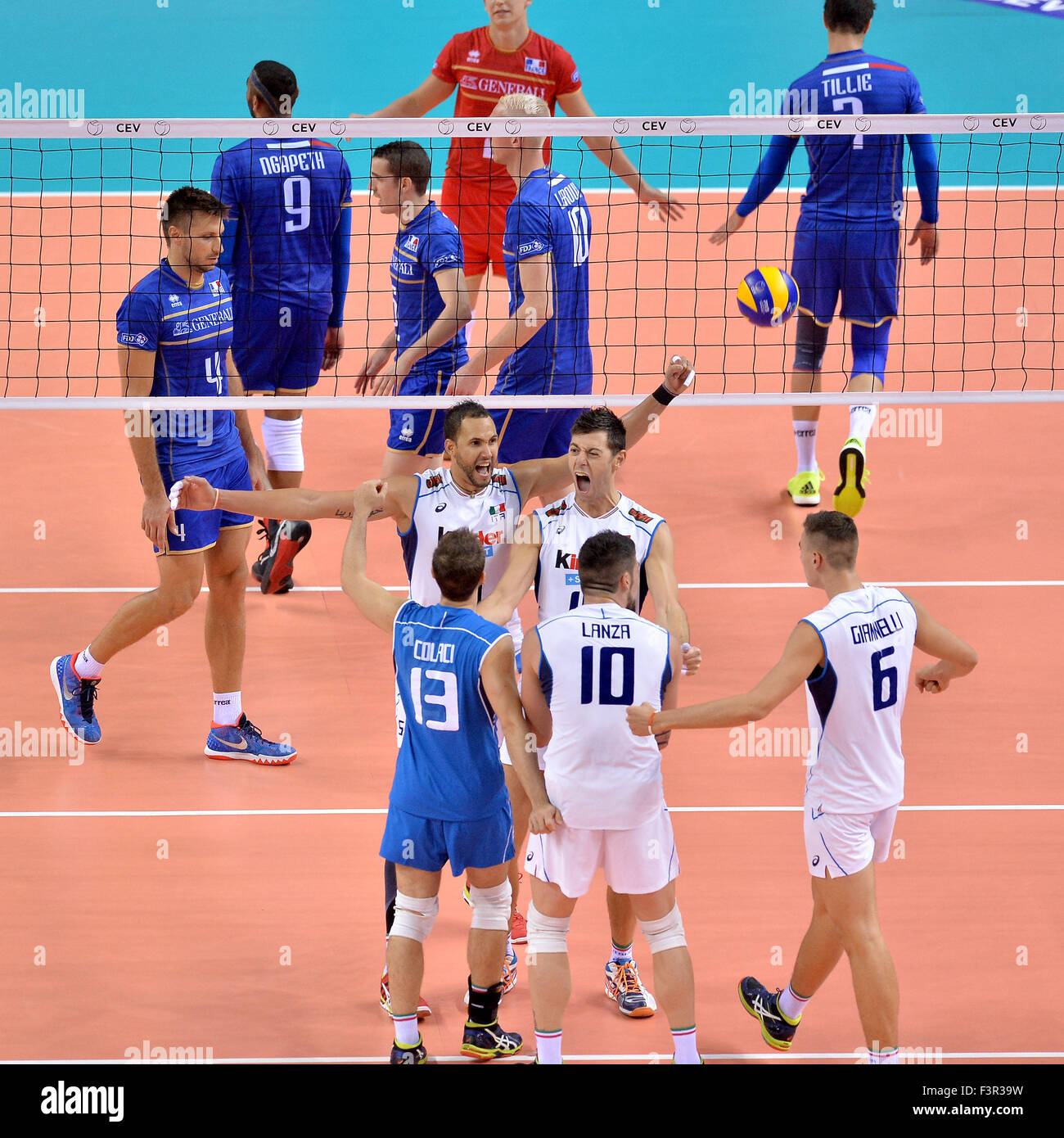 Turin, Italie. Oct 11, 2015. 2015 Championnat d'Europe Hommes - Poule B : la France contre l'Italie au Palavela, Turin (Italie), Banque D'Images