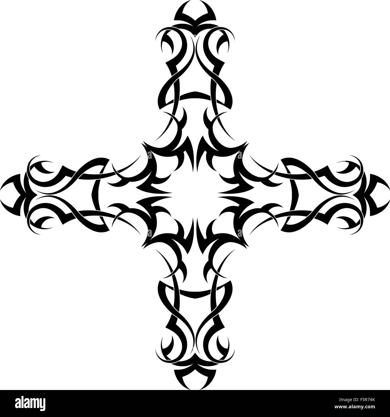 Croix chrétienne Tattoo Art vectoriel Illustration de Vecteur