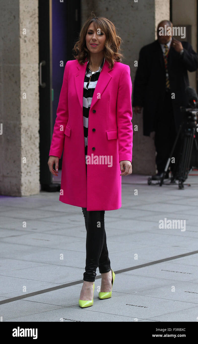Alex Jones tournage pour la BBC One Show en dehors de la BBC à Londres, UK 2014 Banque D'Images