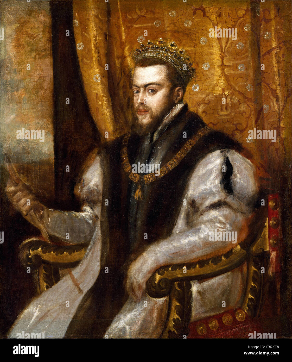 Tiziano Vecellio - Titien - Portrait de Philippe II Banque D'Images