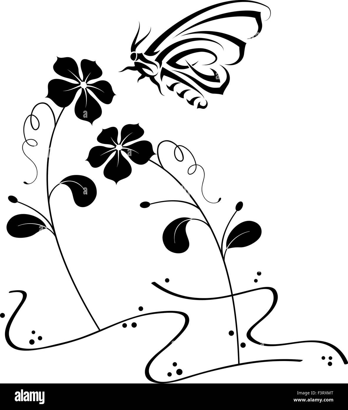 Papillon tatouage art vectoriel Design Illustration de Vecteur