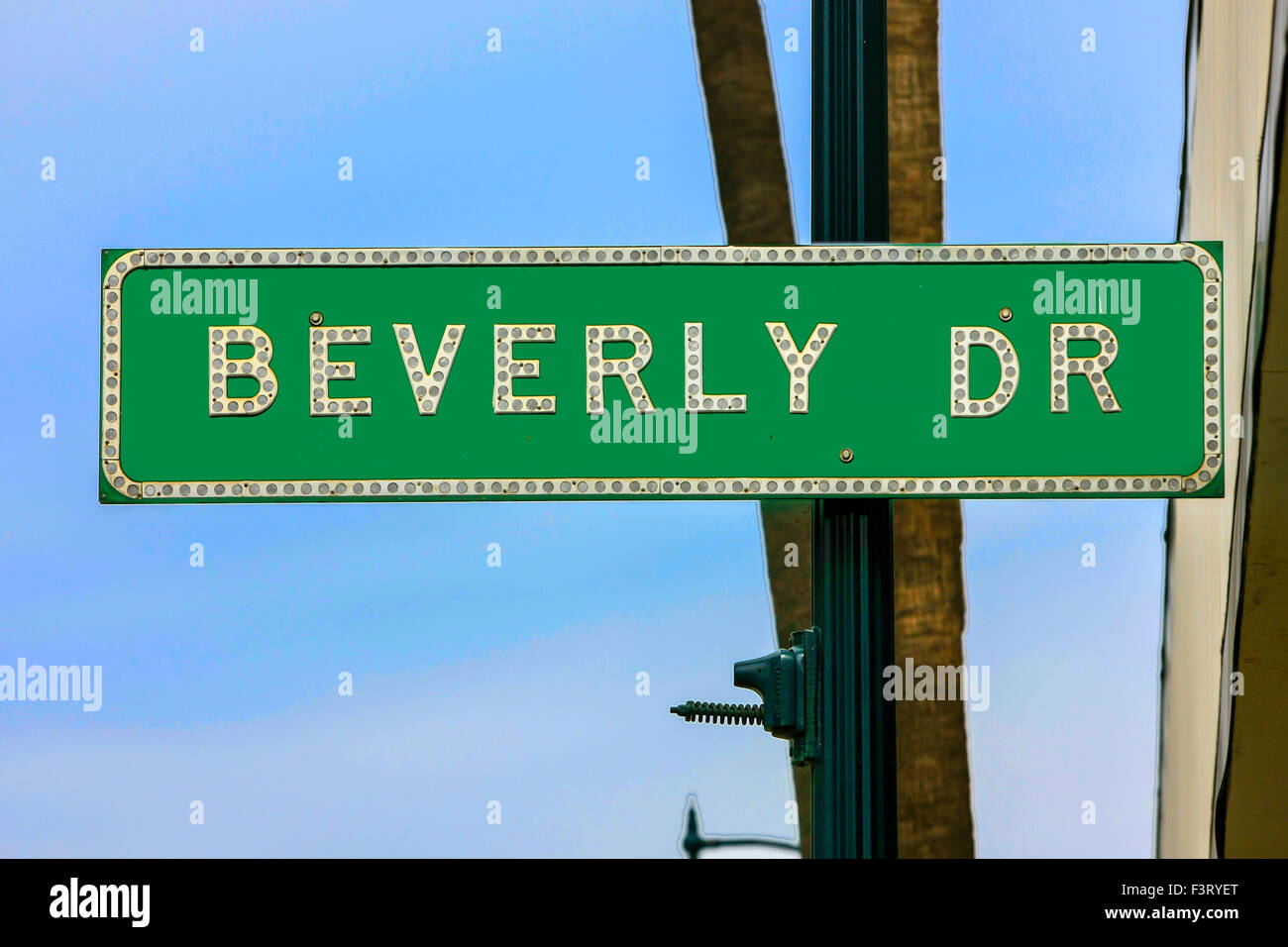 Beverly Drive green street sign in Beverly Hills, en Californie Banque D'Images