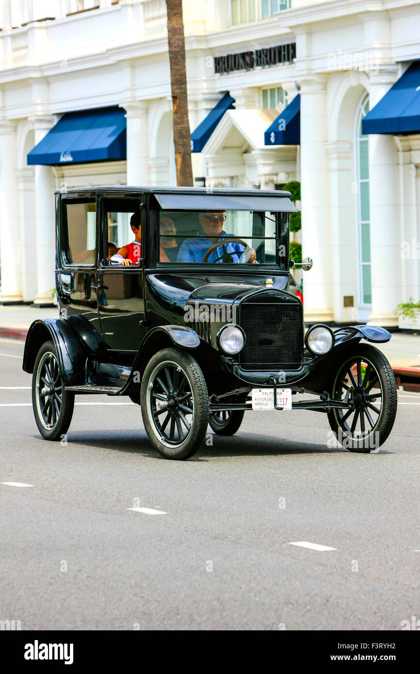 Vintage Ford Modèle T s'agit de Beverly Hills et de Rodeo Drive Banque D'Images