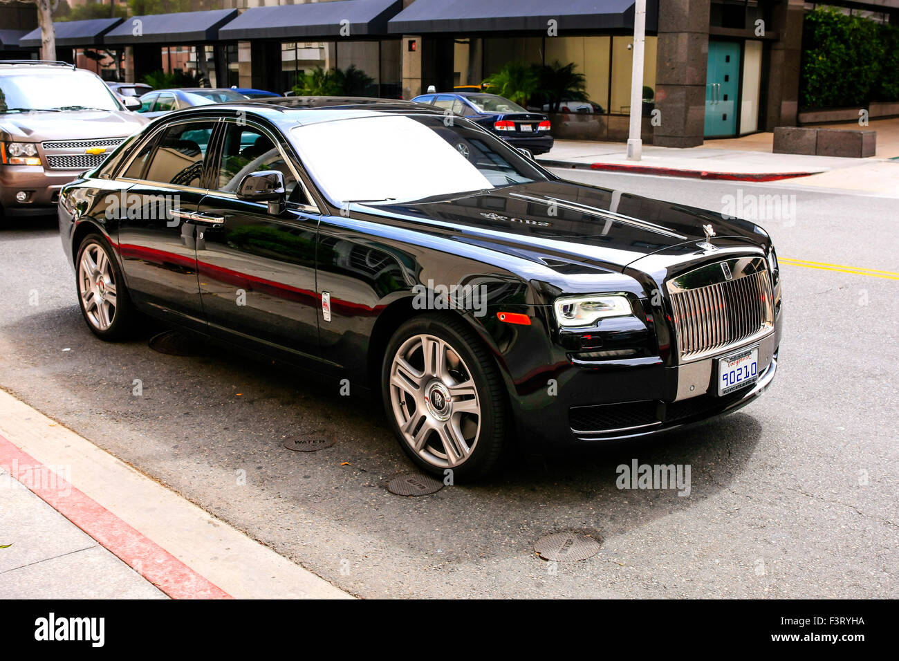 Black 2015 Rolls Royce Ghost véhicule à Beverly Hills en Californie Banque D'Images