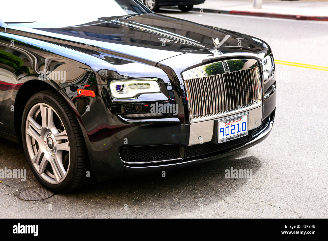 Black 2015 Rolls Royce Ghost véhicule à Beverly Hills en Californie Banque D'Images