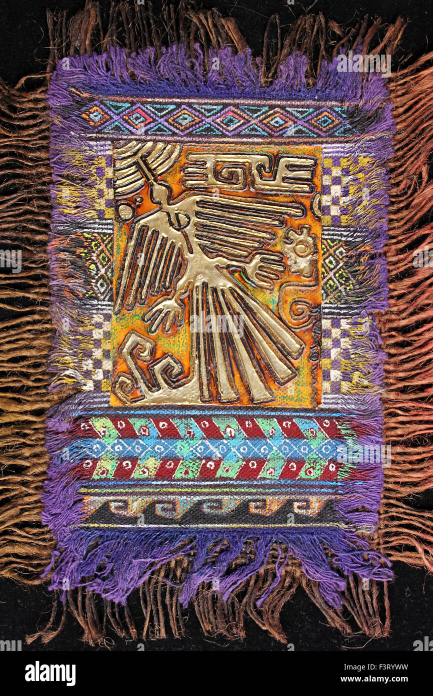 Tissé coloré et orné d'Art de la ligne de Nazca Banque D'Images