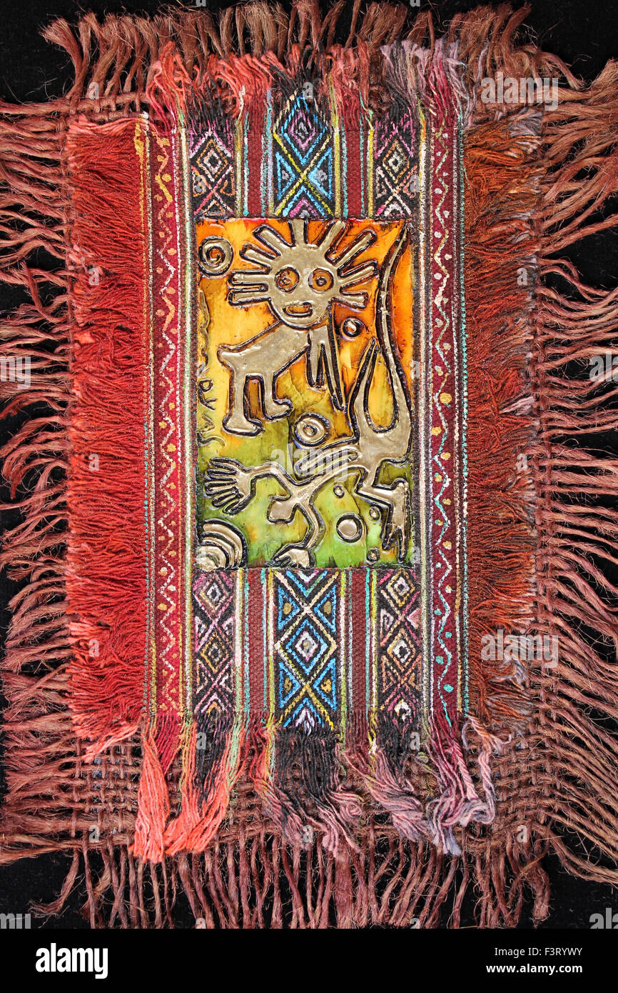 Tissé coloré et orné de Nazca (Art Banque D'Images
