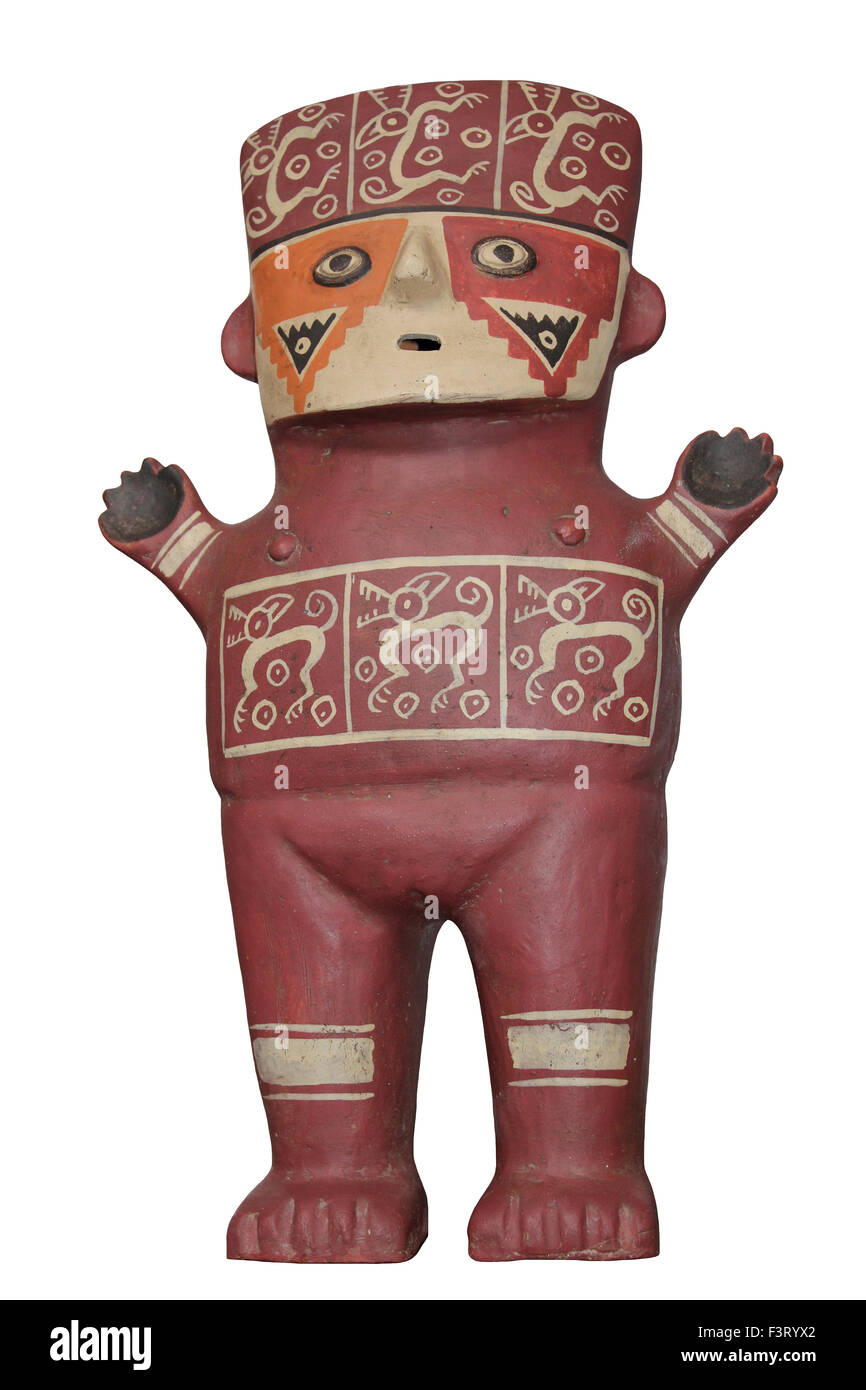 Reproduction moderne d'un gardien Cuchimilco Figure féminine, la culture Chancay, Pérou Banque D'Images