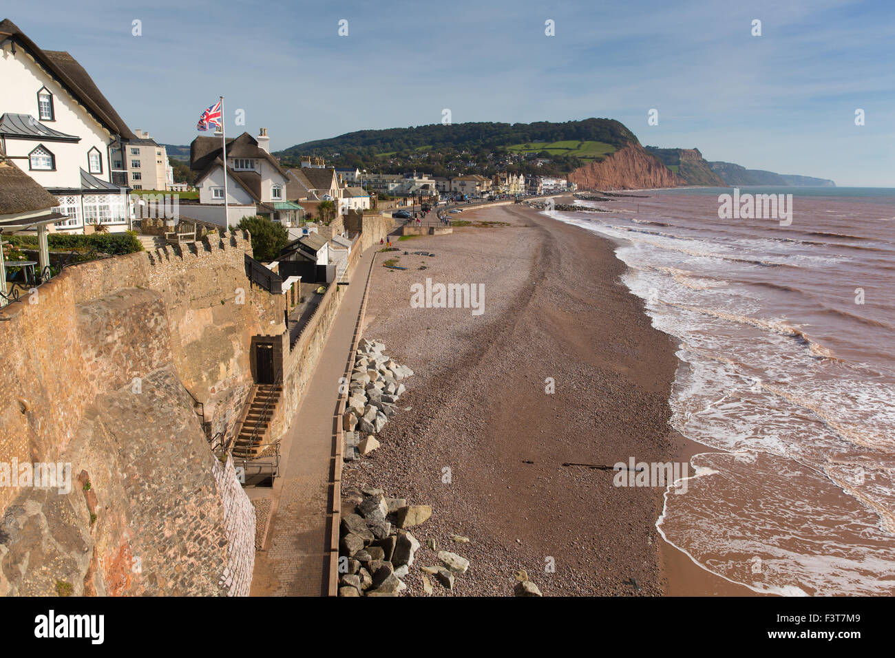 Plage de Sidmouth et le front de Devon, Angleterre Royaume-uni en vue le long de la Côte Jurassique Banque D'Images