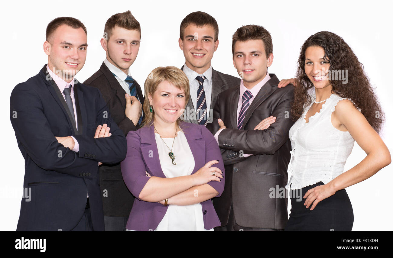 Group of smiling business people. Plus isolé sur fond blanc. Banque D'Images