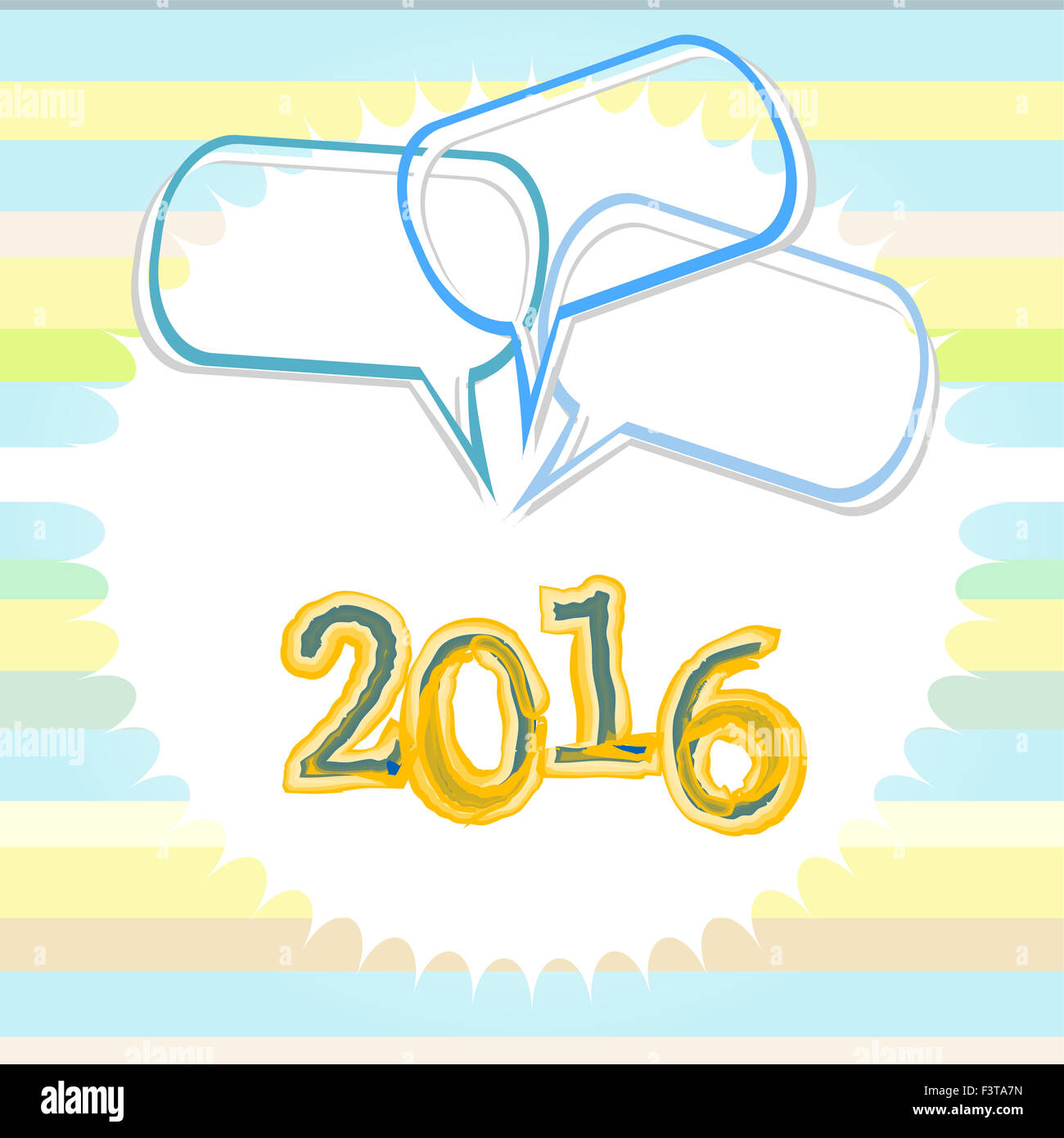 Bonne Année 2016 Carte de voeux colorée. maison de design. Partie poster, cartes de vœux, une bannière ou une invitation Banque D'Images