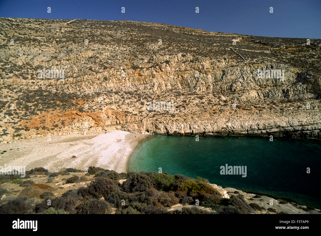 Grèce, Îles Cyclades, Folegandros, Plage de Livadaki Banque D'Images