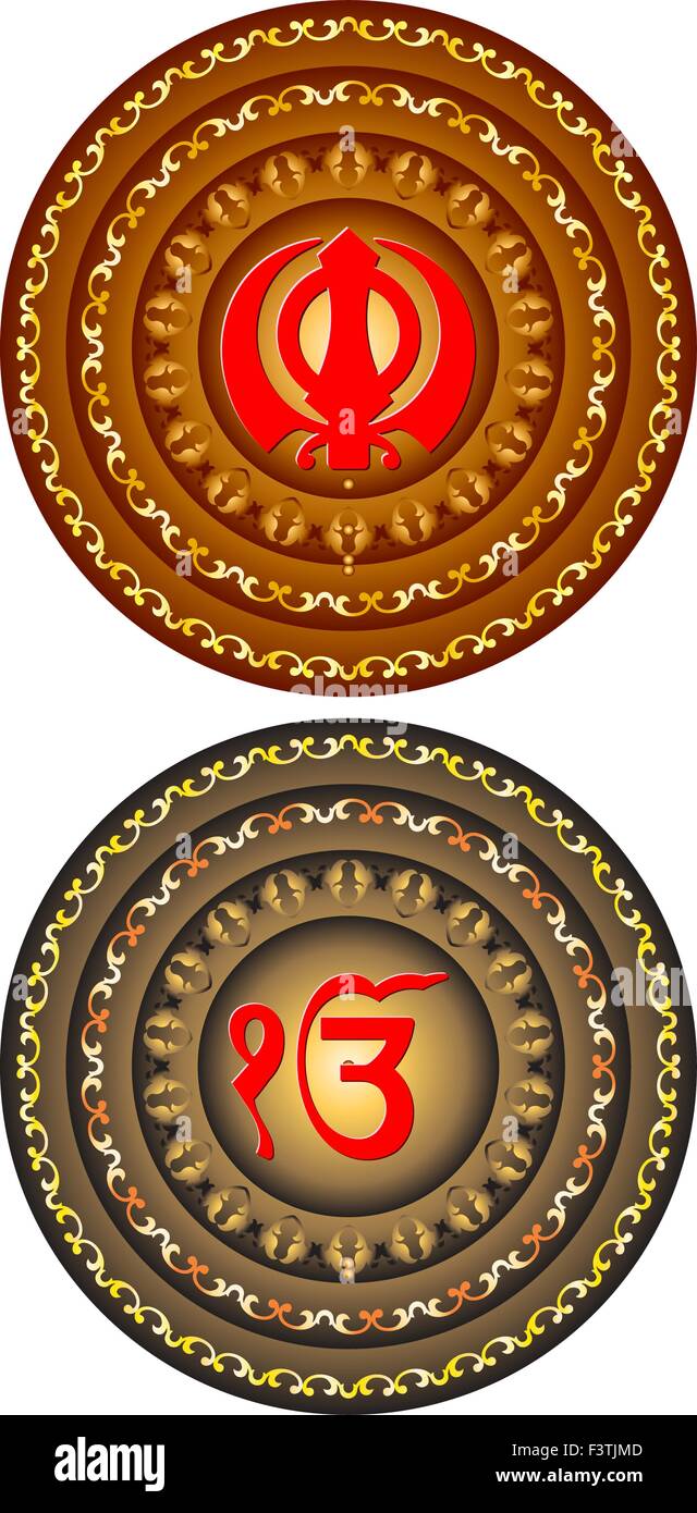 Ek Onkar Khanda, le Motif Saint Vector Art Illustration de Vecteur