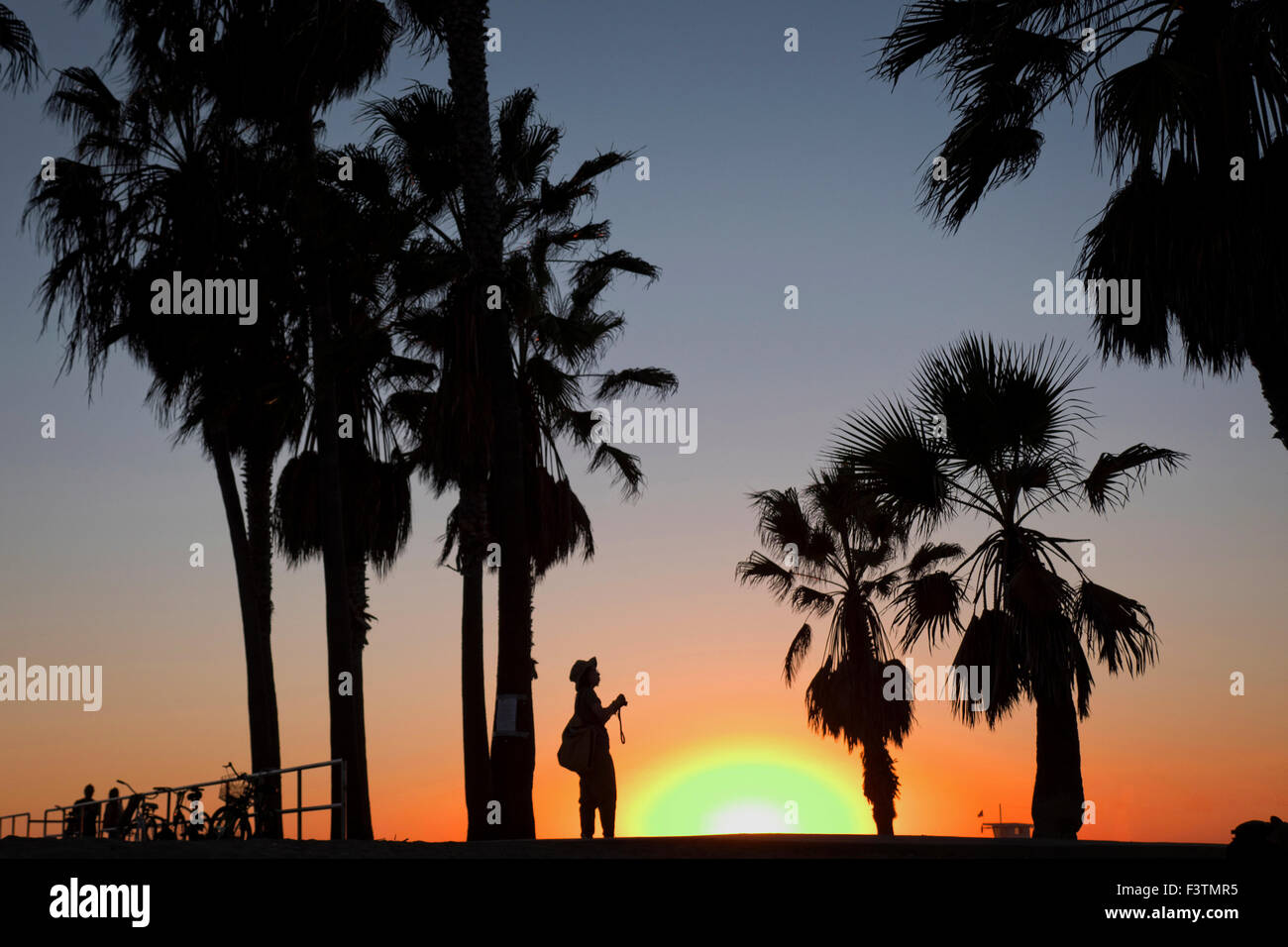 Venice beach au coucher du soleil à Los Angeles California USA Banque D'Images
